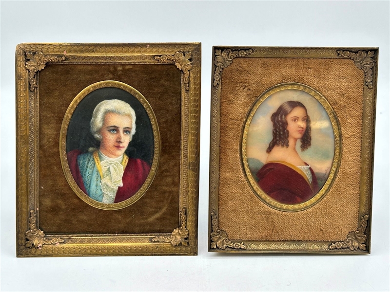 (2) Hand Painted Miniatures Wilhelmine Stadler of Frederike Von Gumpenberg