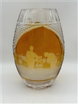 Julia Leaded Crystal Amber Flash Glass Vase "Golfers"