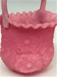 Fenton Glass Pink Satin Poppy Basket