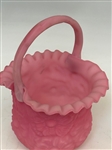 Fenton Glass Pink Satin Poppy Basket