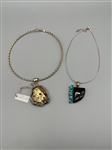 (2) Chunky Sterling Silver Pendant Necklaces