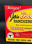 The Cisco Kid Ranchers Club Dan Dee Advertising Cardboard Sign