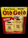 Old Gold Cigarettes Single Sided Embossed Metal Advertising Display Sign