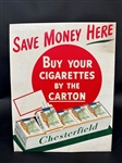 Chesterfield Cigarettes "Save Money Here" Cardboard Stand Up Advertising Sign
