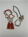(2) Silver Alloy Amulet Necklaces Camel and Chinese Deity