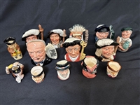 Group of Small Royal Doulton, Masons, Woods, Japan Miniature Character Mugs