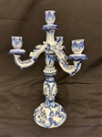 Blue and White Meissen Royal Copenhagen Style Porcelain Candelabra