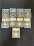 Group of (9) Graded US Silver Quarters
