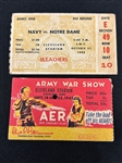 (2) 1942 Cleveland Stadium Tickets Army, Navy, Notre Dame