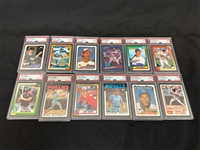(12) PSA Graded Baseball Cards; Brett, ONeill, Schmidt, Mattingly