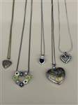 (5) Sterling Silver Heart Pendant Necklaces