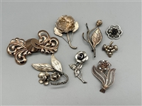 (8) Sterling Silver Brooches