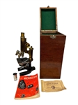 Bausch and Lomb Optical Microscope in Box Pat Date 1897 No. 63929