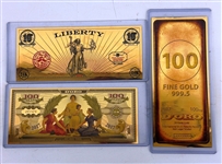 (3) 24k Gold Educational Notes