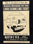 Martins V.V.O. Whiskey Louis-Schmeling Fight Promotional Sideboard Poster