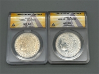 (2) Graded Morgan Silver Dollars 1886-P, 1887-P ANACS