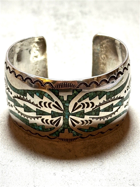Kee Begay Native American Sterling Silver Turquoise Cuff Bracelet