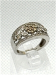 14k Yellow Gold Chocolate/Brown and Clear Diamonds Ring
