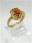 14k Yellow Gold Early 20th Century Coral Cabochon Ring