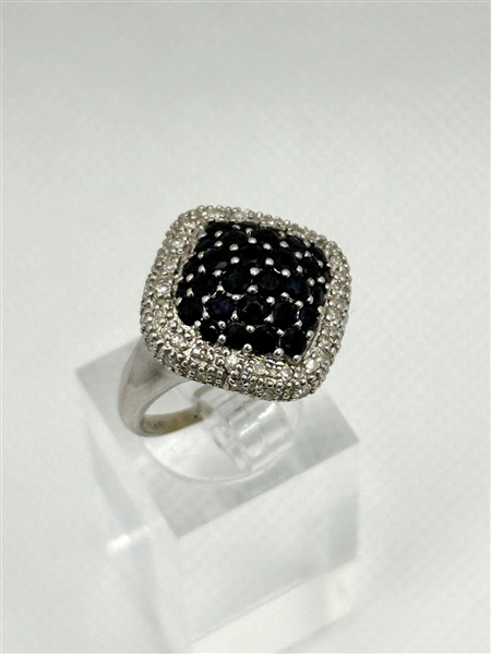 14k White Gold Pave Spinel and Diamond Ring