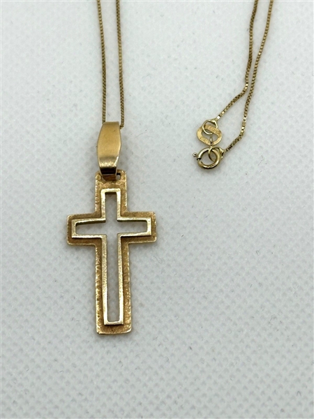 14k Yellow Gold and Cross Pendant