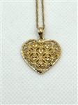14k Yellow Gold Black Hills Gold Heart Pendant on Rope Chain