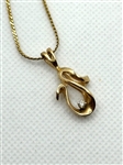 14k Yellow Gold Necklace with Drop Pendant and Diamond