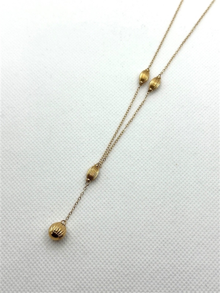 14k Yellow Gold Necklace With Gold Ball Accent Spacers