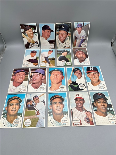(18) 1964 Topps Giant Baseball Cards: Mantle, Colavita, Spahn, More