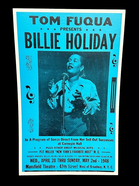 1948 Tom Fuqua Presents Billie Holiday Reprint Promotional Concert Poster