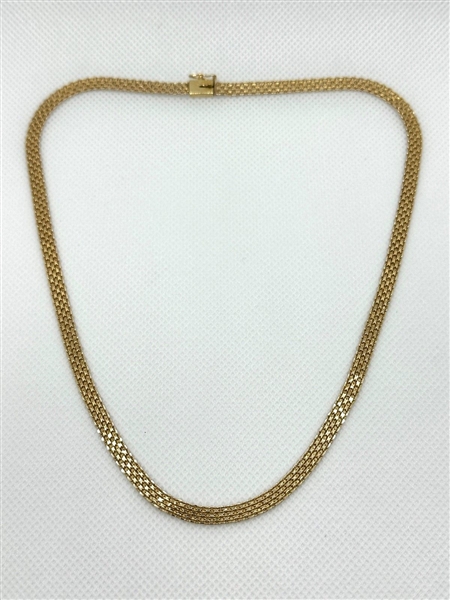 14k Yellow Gold Multi Row Flat Necklace