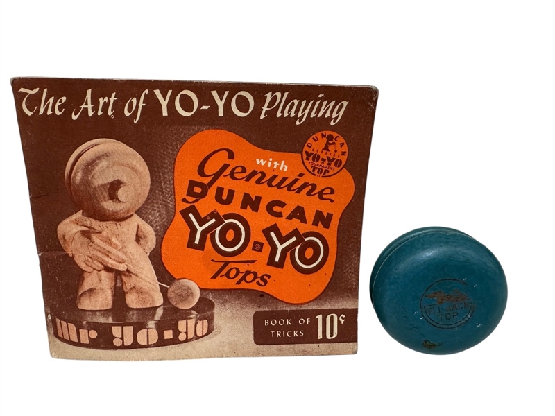 1950 Yo-Yo Fli-Back Top and Art of Yo-Yo Playing Book of Tricks Booklet