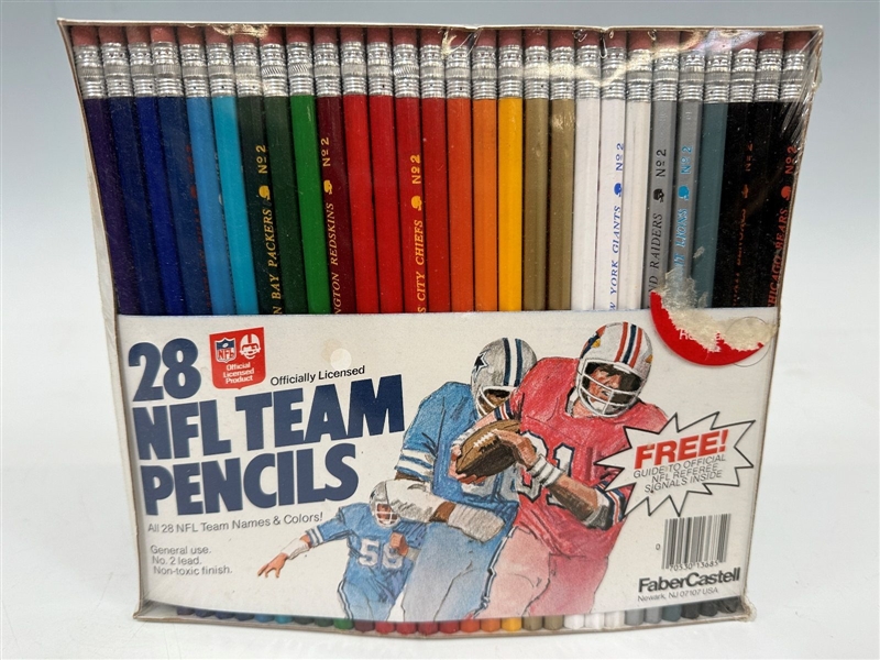 1970s Faber Castell 28 NFL Team Pencils In Unopened Package