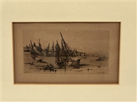 Charles Adam Platt (1861-1933) Shipyard Etching