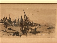 Charles Adam Platt (1861-1933) Shipyard Etching