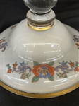 (2) Floral Gold Tipped Detail Lidded Glass Vases
