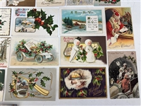(38) Turn of the Century Christmas and New Year Postcards; Santa, Tuck's Others