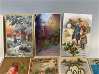 (38) Turn of the Century Christmas and New Year Postcards; Santa, Tuck's Others