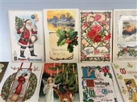 (38) Turn of the Century Christmas and New Year Postcards; Santa, Tuck's Others
