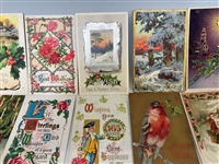 (38) Turn of the Century Christmas and New Year Postcards; Santa, Tuck's Others
