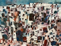 Harry Guttman (Romanian 1933-2015) Urban Oil on Canvas