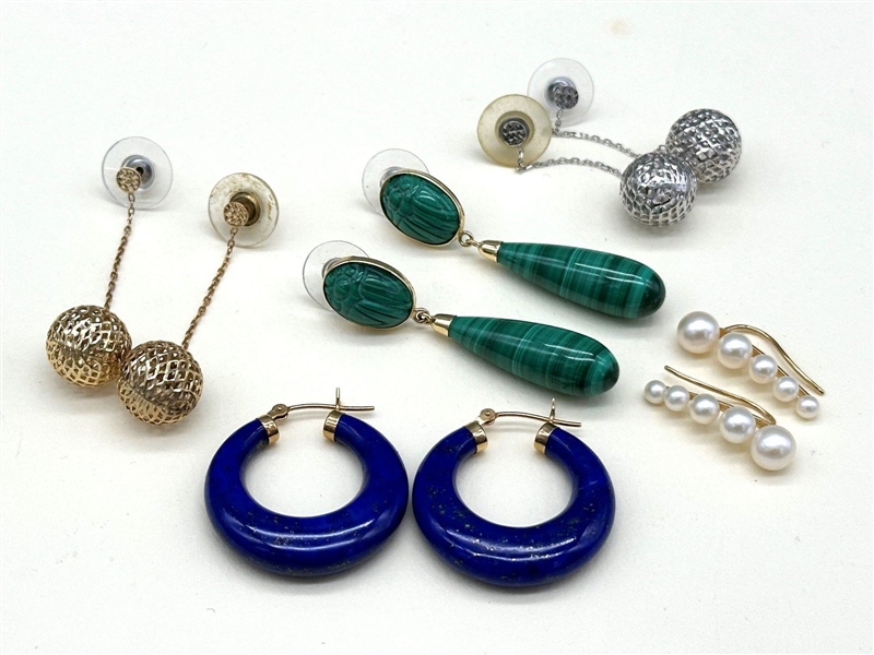 (5) Pairs 14k Gold Earrings