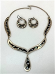 Mexican Sterling Silver MOP Choker and Earring Set