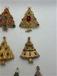 (11) Signed Christmas Tree Brooches