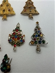 (11) Signed Christmas Tree Brooches