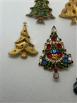 (11) Signed Christmas Tree Brooches