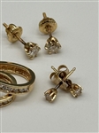 (4) Group of 14k Gold and Diamond Earrings