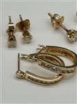 (4) Group of 14k Gold and Diamond Earrings