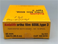 Kodalith Ortho Film 6556, Type 3, Perforated Both Edges 35mm-100 ft. No 10 Spool