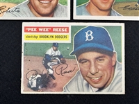 (5) 1956 Topps Baseball Cards: Pee Wee Reese, Luis Aparicio, Hoyt Wilhelm, Whitey Ford, Robin Roberts